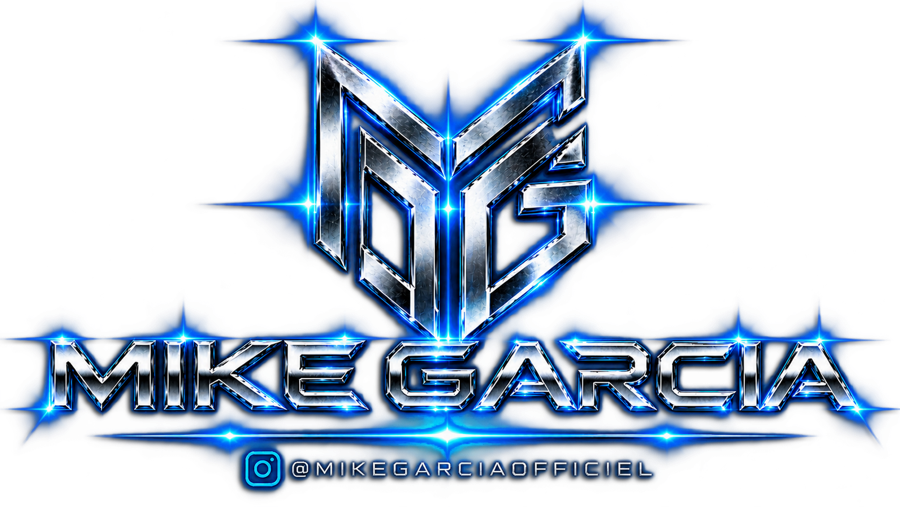 Mike Garcia — logo officiel chrome bleu